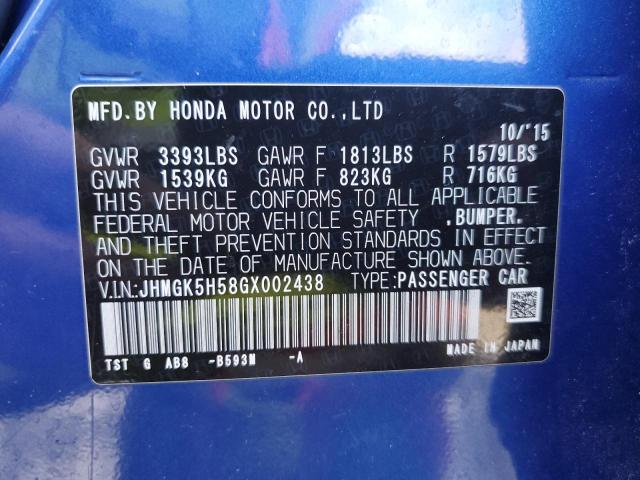 Photo 11 VIN: JHMGK5H58GX002438 - HONDA FIT LX 