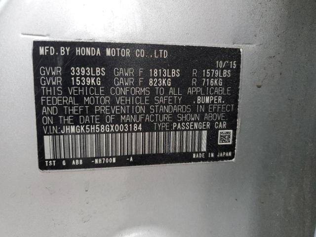 Photo 11 VIN: JHMGK5H58GX003184 - HONDA FIT 