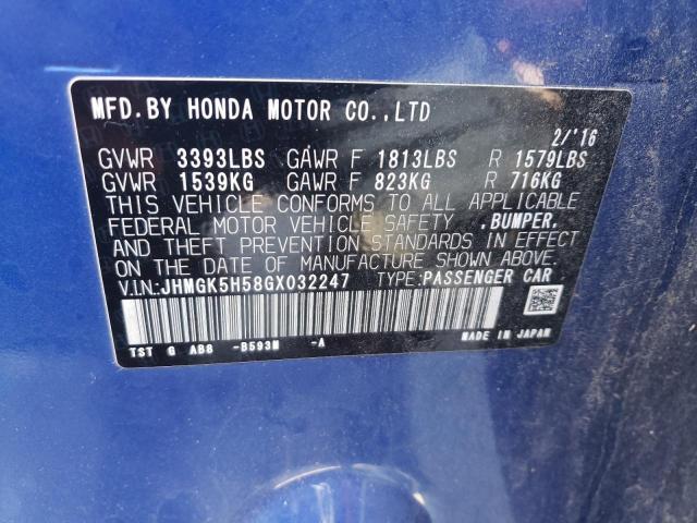 Photo 9 VIN: JHMGK5H58GX032247 - HONDA FIT LX 