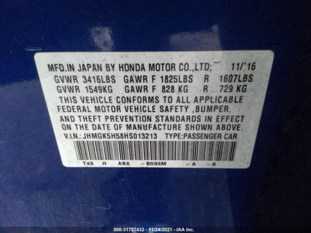 Photo 8 VIN: JHMGK5H58HS013213 - HONDA FIT 