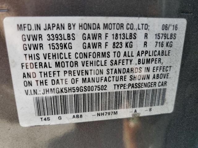 Photo 11 VIN: JHMGK5H59GS007502 - HONDA FIT LX 