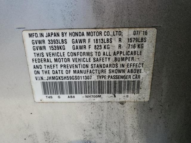 Photo 11 VIN: JHMGK5H59GS011307 - HONDA FIT 