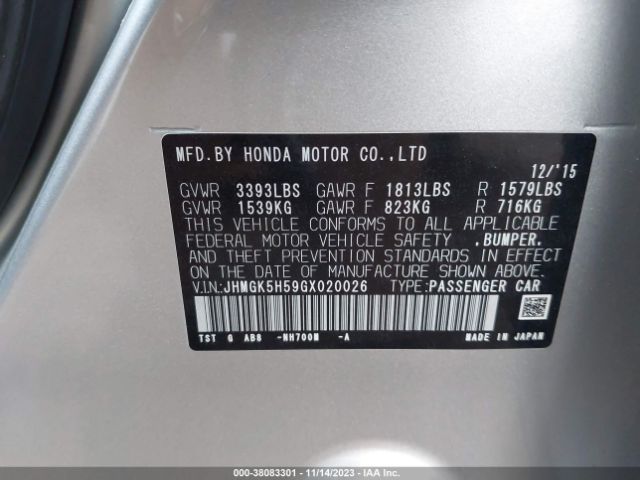 Photo 8 VIN: JHMGK5H59GX020026 - HONDA FIT 