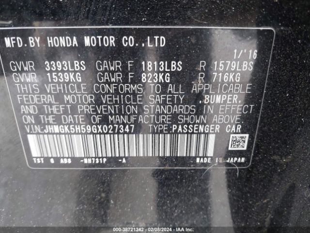 Photo 8 VIN: JHMGK5H59GX027347 - HONDA FIT 