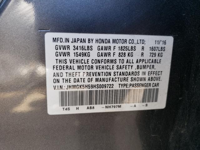 Photo 9 VIN: JHMGK5H59HS009722 - HONDA FIT LX 