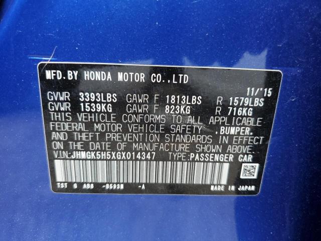 Photo 11 VIN: JHMGK5H5XGX014347 - HONDA FIT LX 