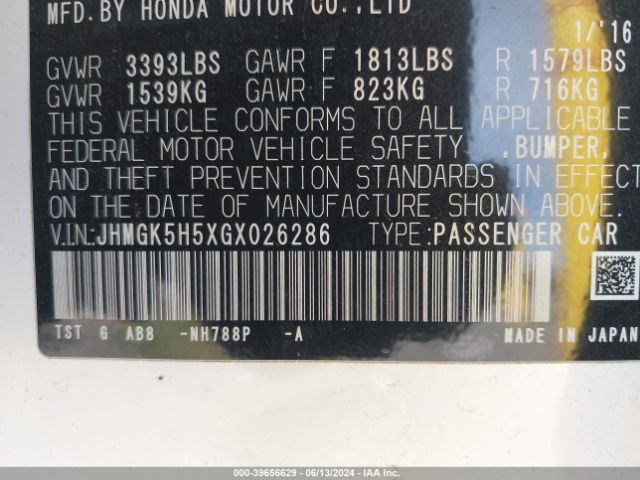 Photo 8 VIN: JHMGK5H5XGX026286 - HONDA FIT 