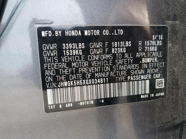 Photo 11 VIN: JHMGK5H5XGX034811 - HONDA FIT LX 