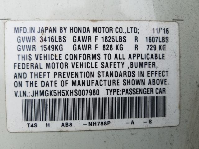 Photo 9 VIN: JHMGK5H5XHS007980 - HONDA FIT LX 