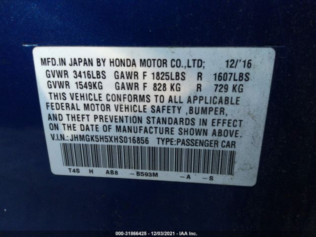 Photo 8 VIN: JHMGK5H5XHS016856 - HONDA FIT 