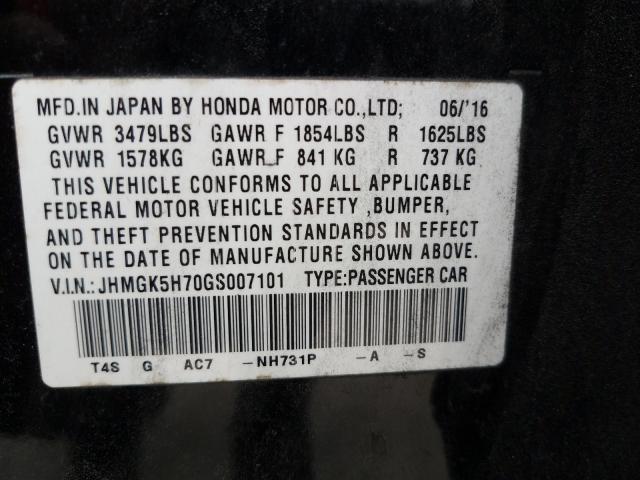 Photo 9 VIN: JHMGK5H70GS007101 - HONDA FIT EX 