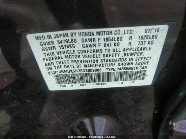 Photo 8 VIN: JHMGK5H70GS009088 - HONDA FIT 