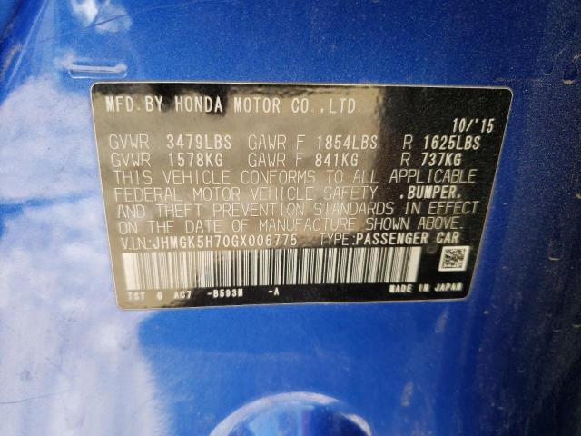 Photo 11 VIN: JHMGK5H70GX006775 - HONDA FIT 