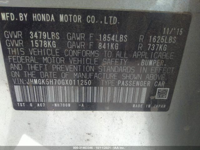 Photo 8 VIN: JHMGK5H70GX011250 - HONDA FIT 