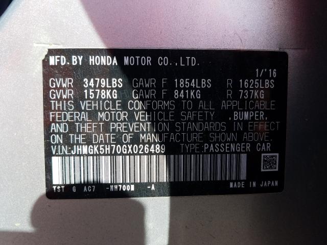 Photo 9 VIN: JHMGK5H70GX026489 - HONDA FIT EX 