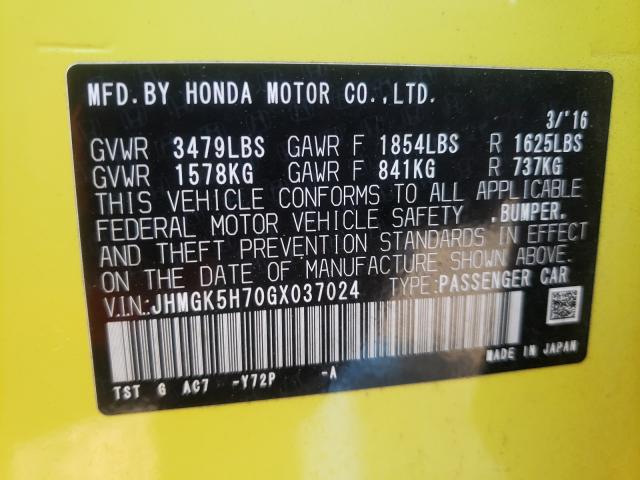 Photo 9 VIN: JHMGK5H70GX037024 - HONDA FIT EX 