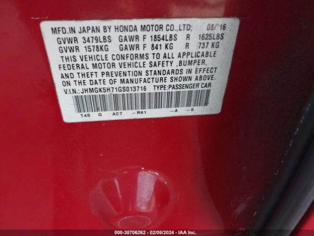 Photo 8 VIN: JHMGK5H71GS013716 - HONDA FIT 