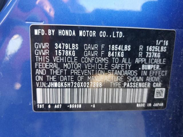 Photo 12 VIN: JHMGK5H72GX027398 - HONDA FIT EX 