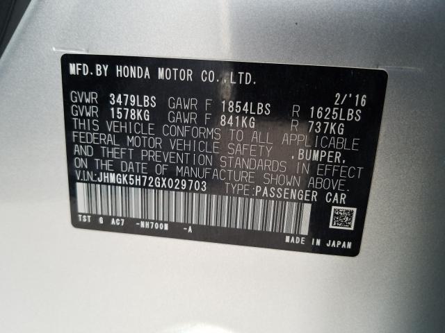 Photo 9 VIN: JHMGK5H72GX029703 - HONDA FIT EX 