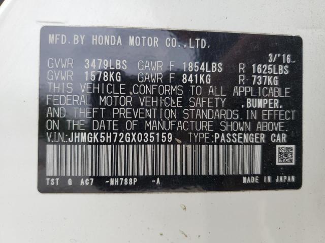 Photo 11 VIN: JHMGK5H72GX035159 - HONDA FIT EX 