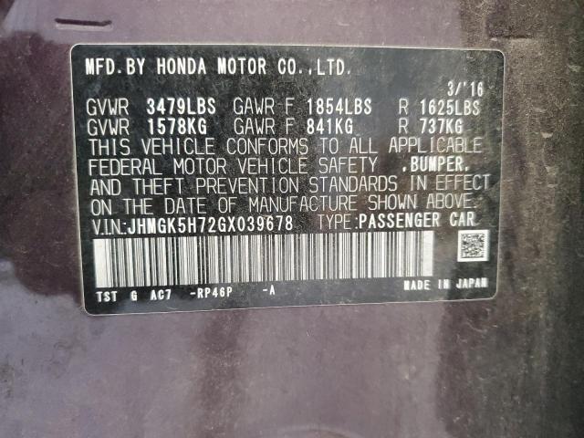 Photo 11 VIN: JHMGK5H72GX039678 - HONDA FIT EX 