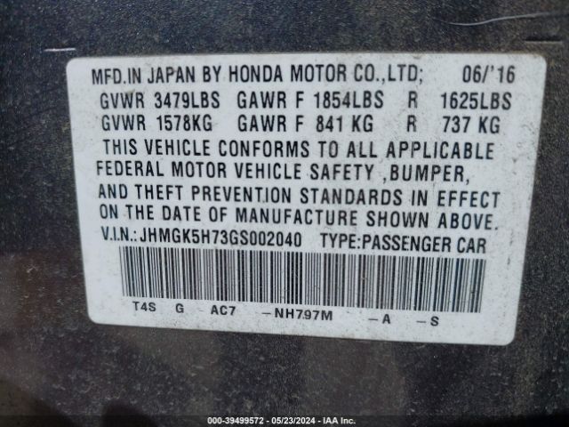 Photo 8 VIN: JHMGK5H73GS002040 - HONDA FIT 