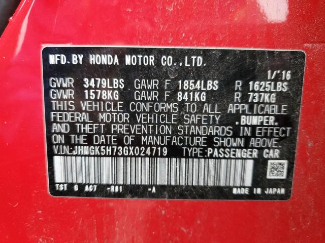 Photo 11 VIN: JHMGK5H73GX024719 - HONDA FIT EX 