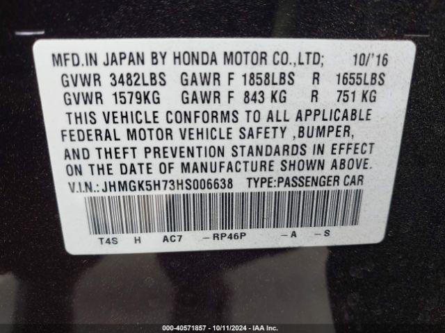 Photo 8 VIN: JHMGK5H73HS006638 - HONDA FIT 