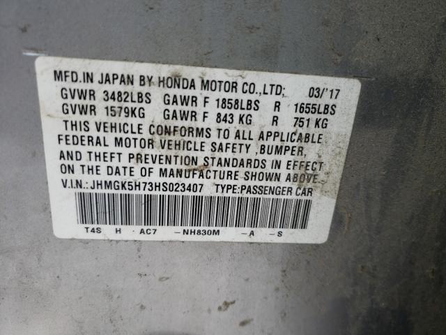 Photo 9 VIN: JHMGK5H73HS023407 - HONDA FIT EX 