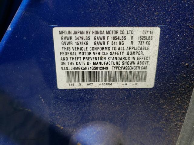 Photo 9 VIN: JHMGK5H74GS012849 - HONDA FIT EX 