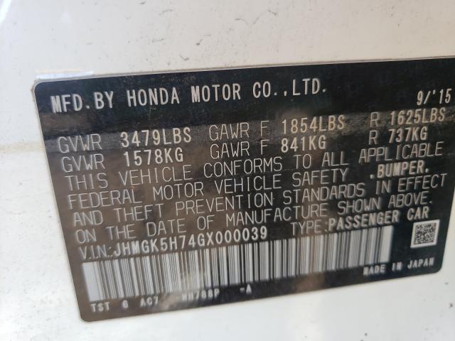 Photo 9 VIN: JHMGK5H74GX000039 - HONDA FIT EX 