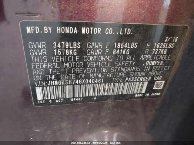 Photo 8 VIN: JHMGK5H74GX040461 - HONDA FIT 