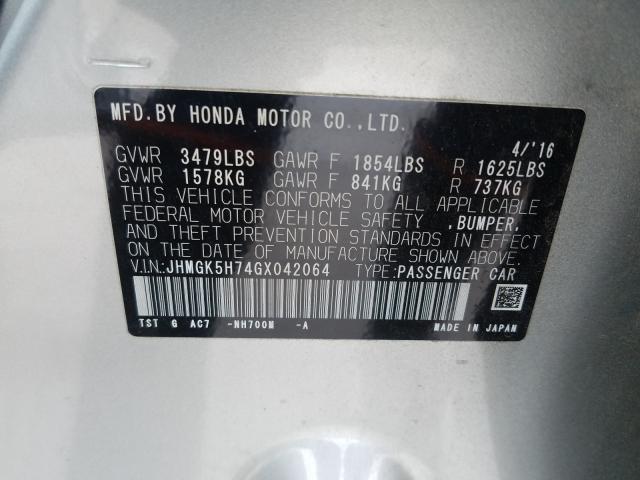 Photo 9 VIN: JHMGK5H74GX042064 - HONDA FIT EX 