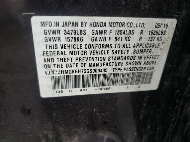 Photo 9 VIN: JHMGK5H75GS000435 - HONDA FIT EX 