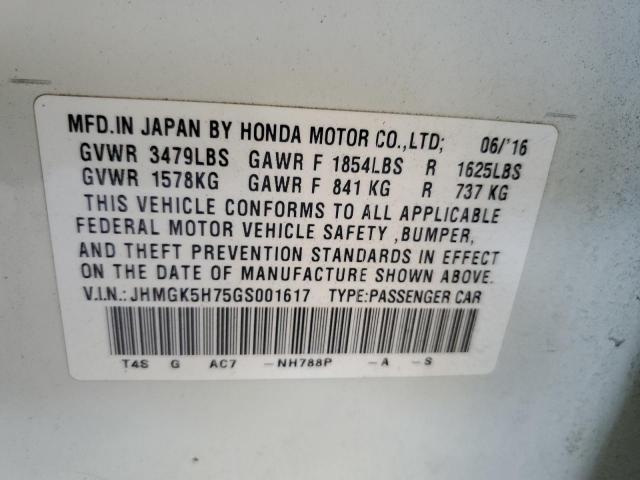 Photo 11 VIN: JHMGK5H75GS001617 - HONDA FIT EX 