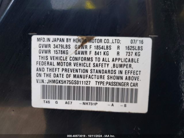 Photo 8 VIN: JHMGK5H75GS011127 - HONDA FIT 