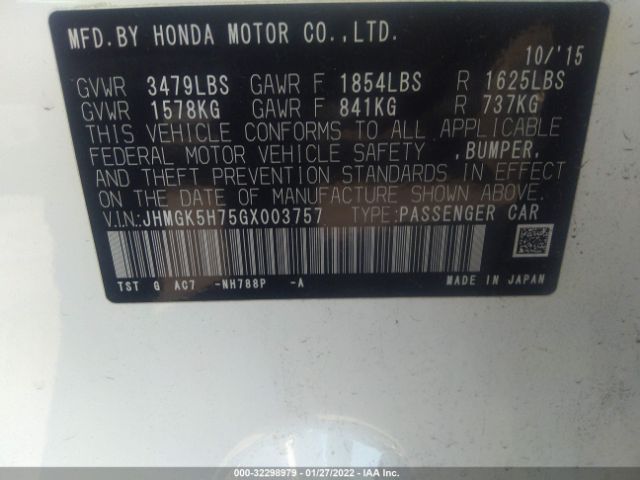 Photo 8 VIN: JHMGK5H75GX003757 - HONDA FIT 