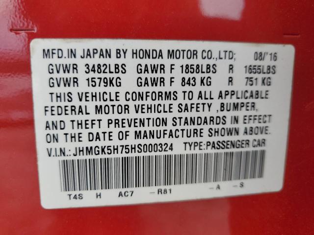 Photo 12 VIN: JHMGK5H75HS000324 - HONDA FIT EX 