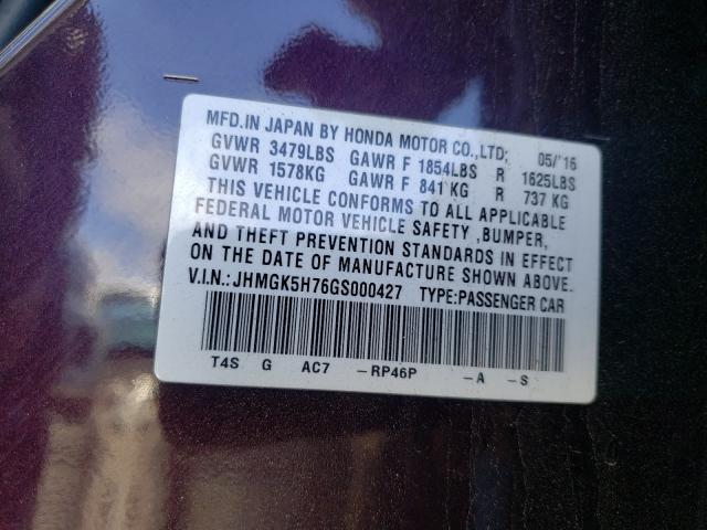 Photo 9 VIN: JHMGK5H76GS000427 - HONDA FIT EX 