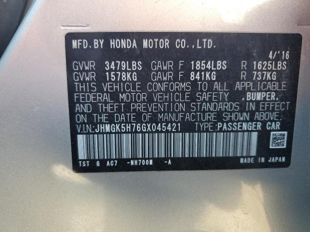 Photo 11 VIN: JHMGK5H76GX045421 - HONDA FIT 