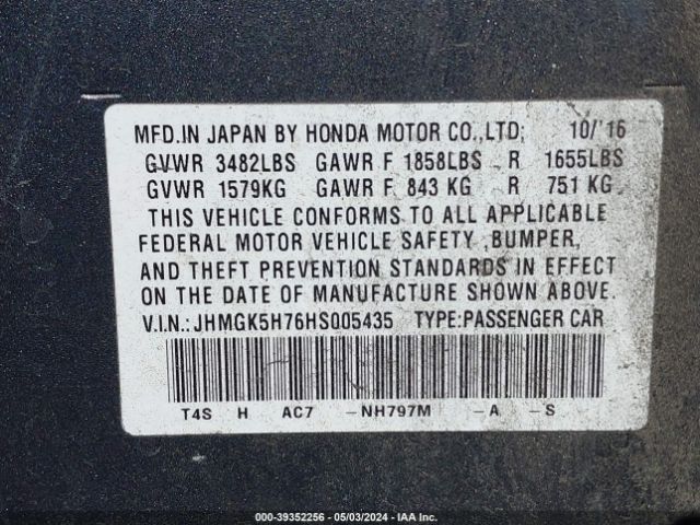 Photo 8 VIN: JHMGK5H76HS005435 - HONDA FIT 