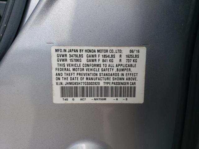 Photo 9 VIN: JHMGK5H77GS002820 - HONDA FIT EX 