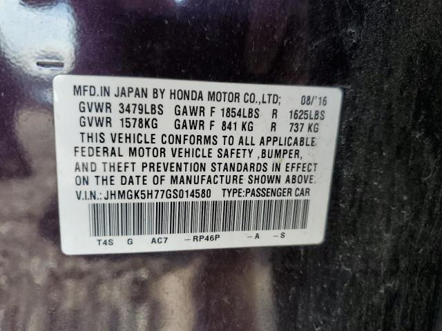 Photo 11 VIN: JHMGK5H77GS014580 - HONDA FIT EX 