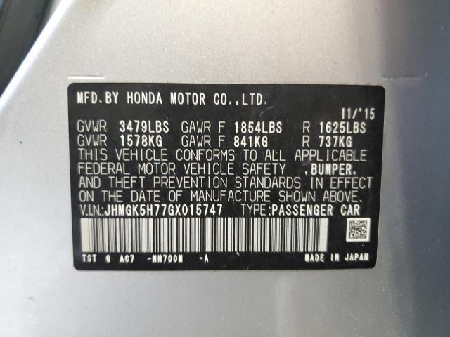 Photo 11 VIN: JHMGK5H77GX015747 - HONDA FIT EX 