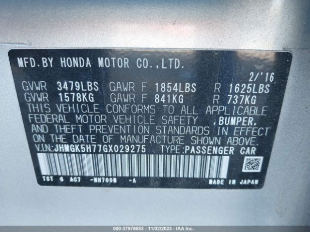 Photo 8 VIN: JHMGK5H77GX029275 - HONDA FIT 