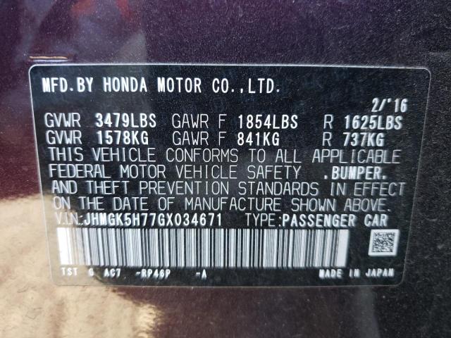 Photo 9 VIN: JHMGK5H77GX034671 - HONDA FIT EX 