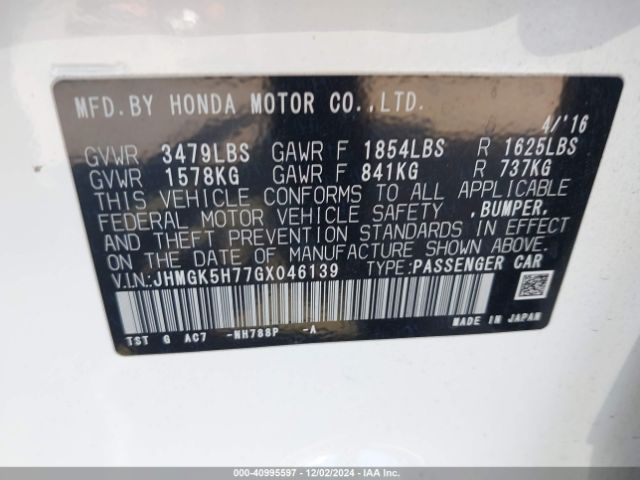 Photo 8 VIN: JHMGK5H77GX046139 - HONDA FIT 