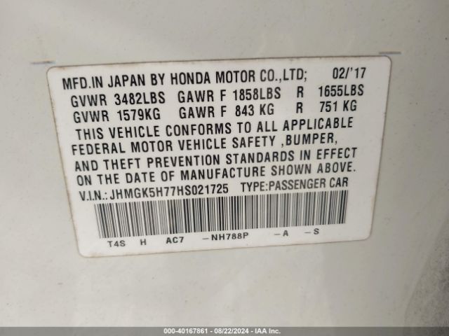 Photo 8 VIN: JHMGK5H77HS021725 - HONDA FIT 