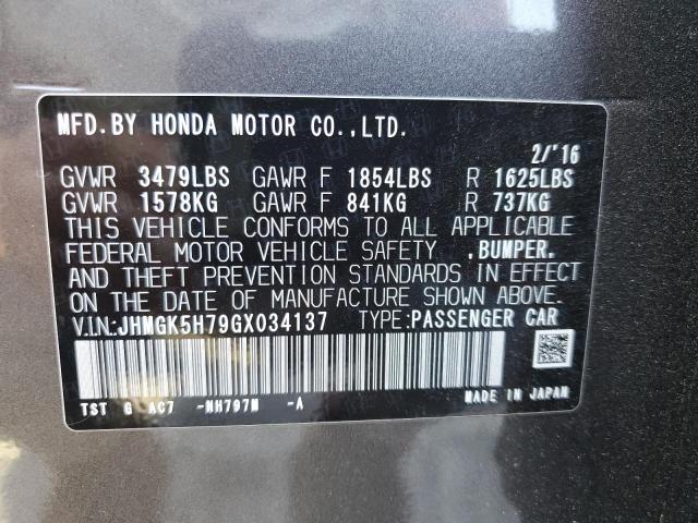 Photo 9 VIN: JHMGK5H79GX034137 - HONDA FIT EX 