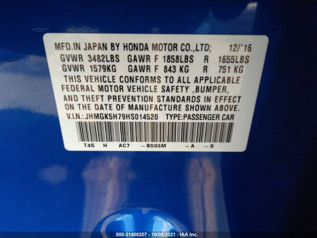 Photo 8 VIN: JHMGK5H79HS014520 - HONDA FIT 